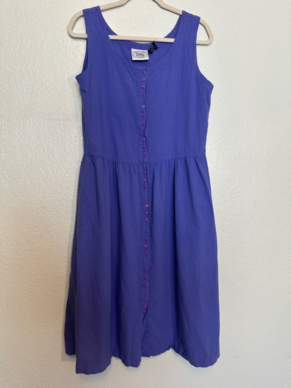 Erika Violet Sleeveless Button-Front Casual Dress L GUC